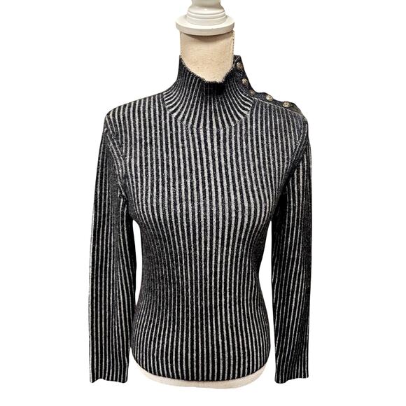 Carlisle Charcoal and Ivory Ribbed Sweater - Picture 1 of 5